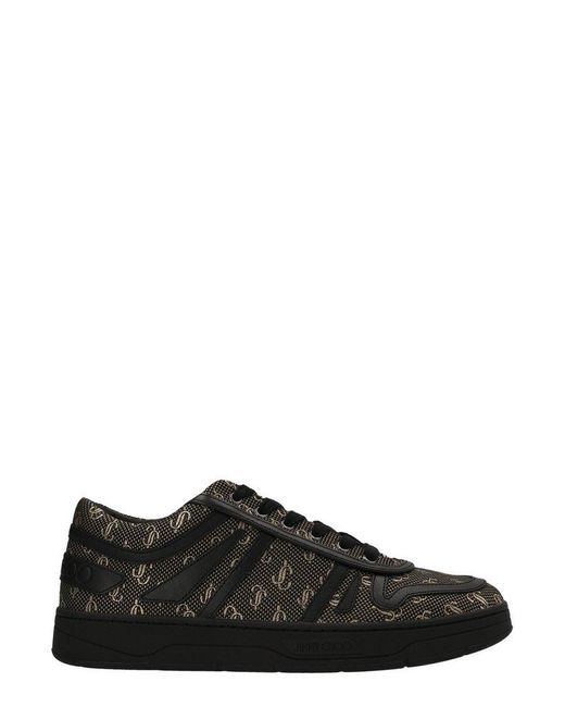 Jimmy Choo Black Hawaii All-over Jacquard Logo Low-top Sneakers for men
