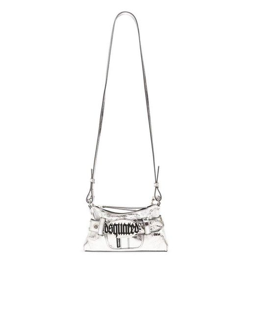 DSquared² White Gothic Logo-plaque Zipped Clutch Bag