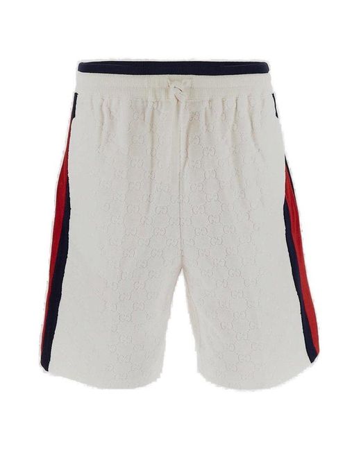 Gucci White Double G Drawstring Shorts for men