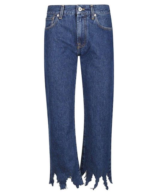J.W. Anderson Blue Laser-cut Detailed Straight-leg Cropped Jeans