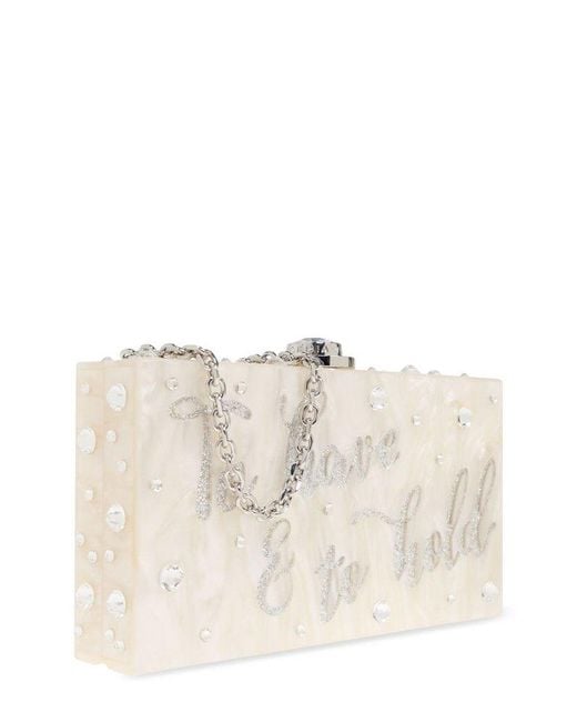 Sophia Webster White Crystal Embellished Clutch Bag