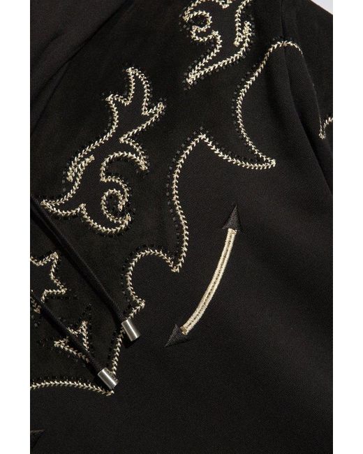 Balmain Black Embroidered Hoodie, for men