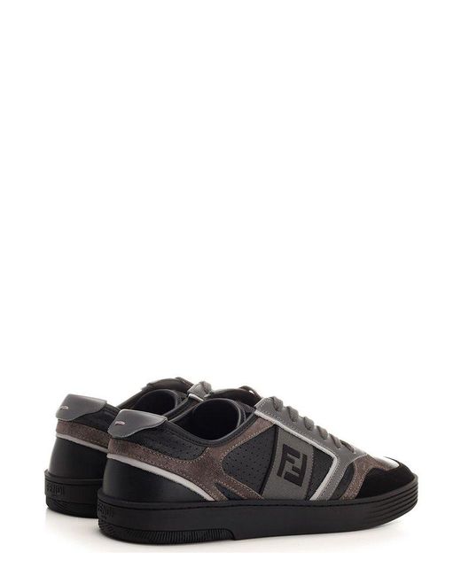Fendi Black Calf Leather Low Top Sneakers for men
