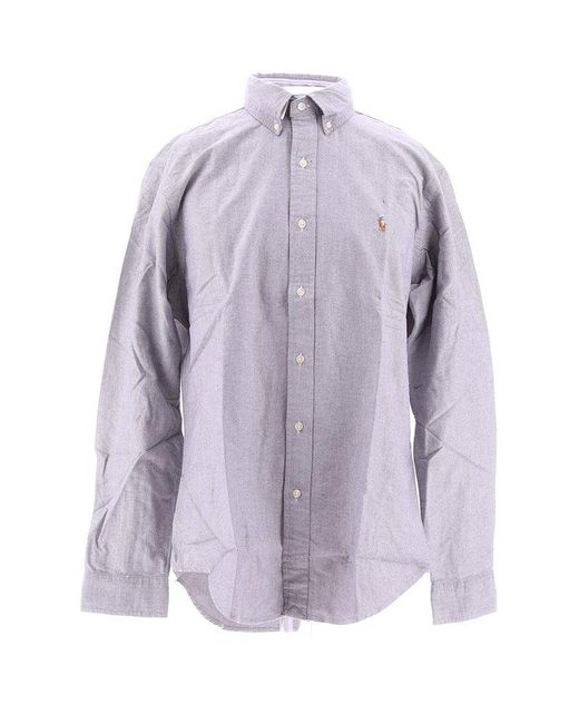 Polo Ralph Lauren Purple Logo Embroidered Shirt for men