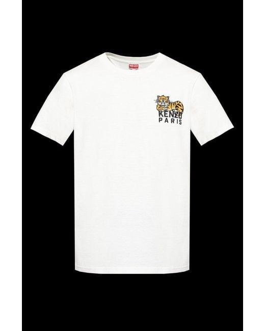 KENZO Black Logo Embroidered Crewneck T-Shirt for men