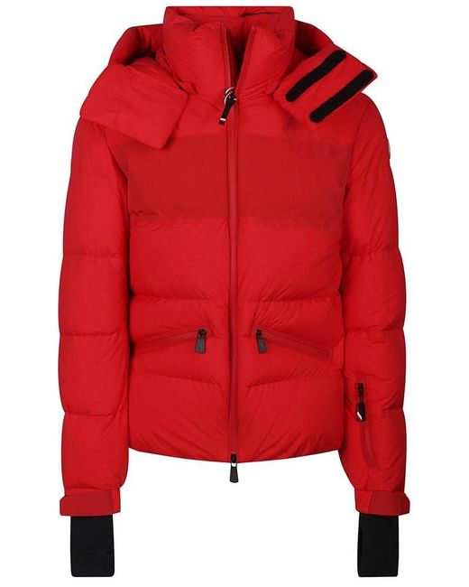 Moncler Logo Printed Hooded Padded Jacket in Red for Men Lyst UK