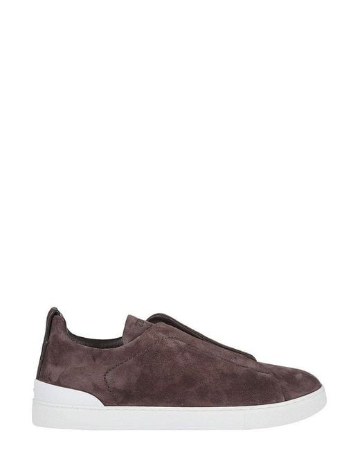 Zegna Brown Triple Stitch Trainers for men