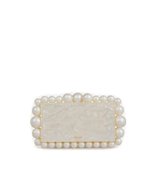 Cult Gaia White Eos Pearl Embossed Clutch Box