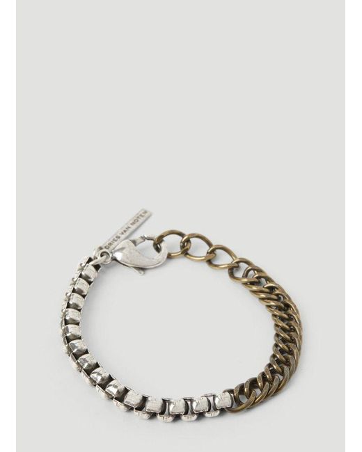 Dries Van Noten Metallic Contrast Chain Bracelet for men