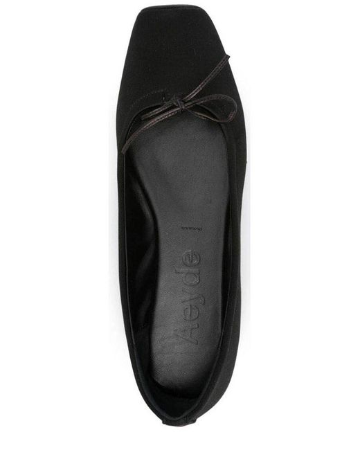Aeyde Black Bow Detail Ballet Flats