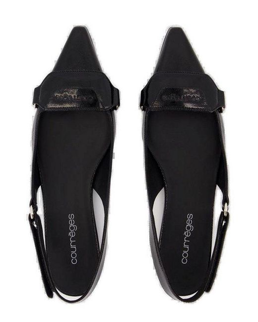 Courreges Black Racer Pointed Toe Ballet Flats