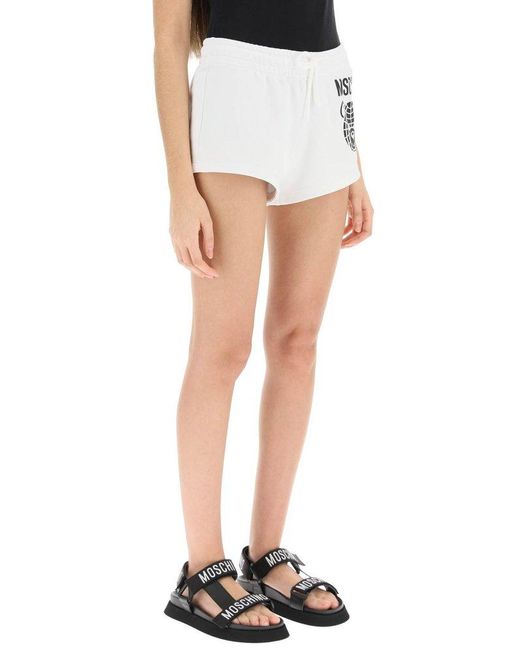 Moschino White Sporty Shorts With Teddy Print