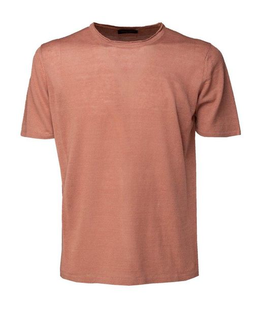 Roberto Collina Pink Short-sleeve Crewneck T-shirt for men