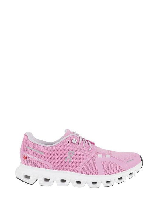 On Shoes Pink W Cloud Lace-Up Sneakers