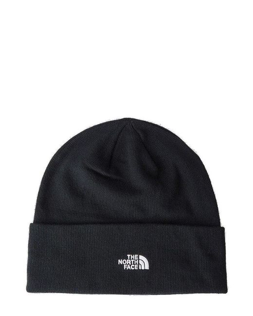 The North Face Logo Embroidered Ribbed Beanie in Black for Men | Lyst
