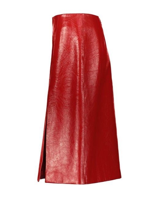 Balenciaga Red Leather Skirt Clothing