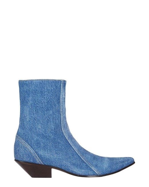 Acne Studios Denim Pointed Toe Ankle Boots in Blue | Lyst