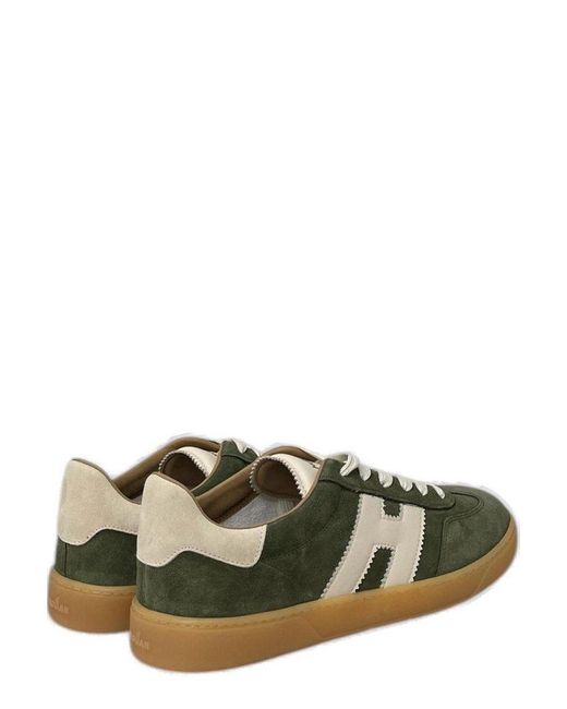 Hogan Green Logo Embossed Lace-Up Sneakers for men