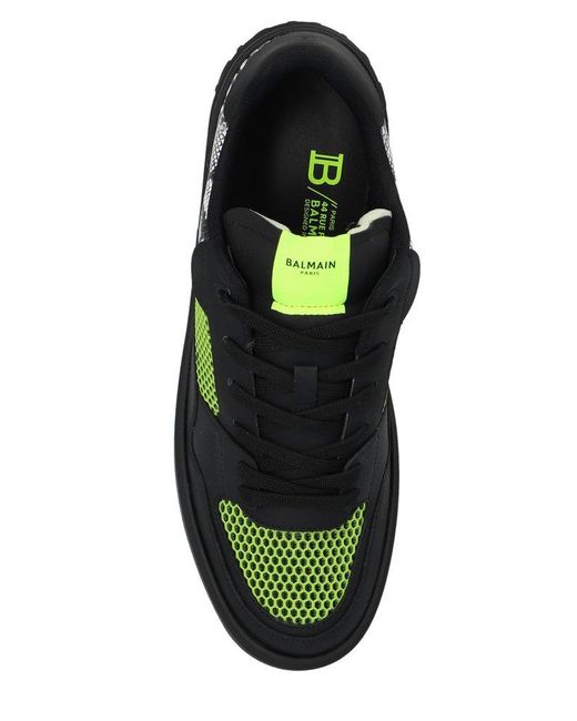 Balmain Green Snakeskin-effect B-court Flip Sneakers for men