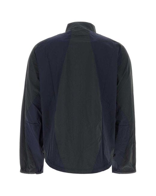 Reebok Blue Colour-Block Panelled Zipped Windbreaker for men