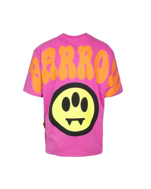 Barrow Pink Logo Printed Crewneck T-shirt for men