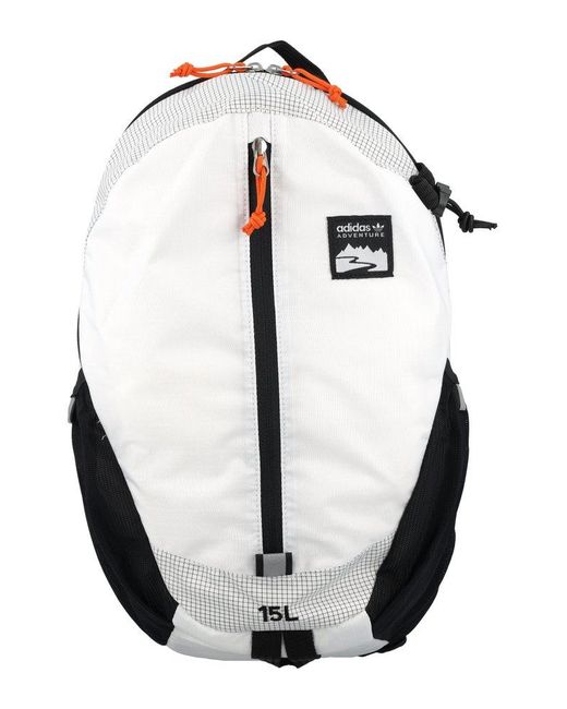 Adidas Originals White Logo Patch Zipped Backpack for men