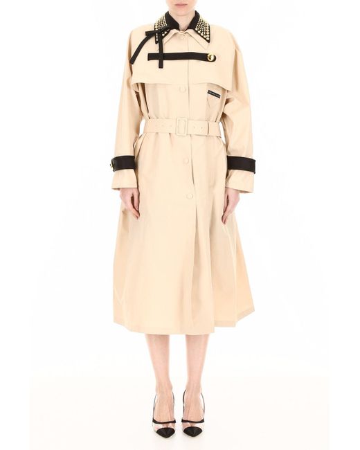 Prada Natural Trench Coat With Studs