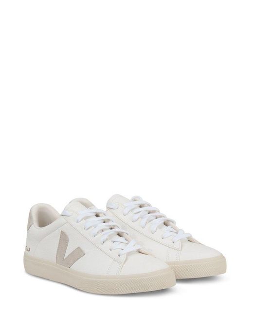 Veja White Round Toe Lace-up Sneakers for men