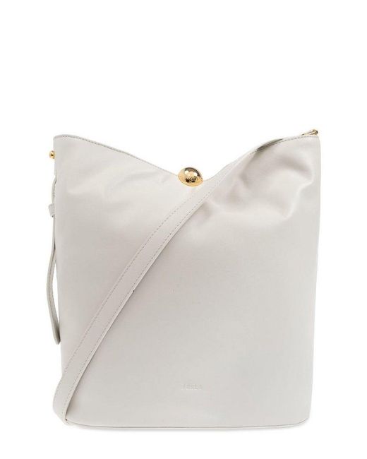 Furla White Sfera Soft Medium Bucket Bag