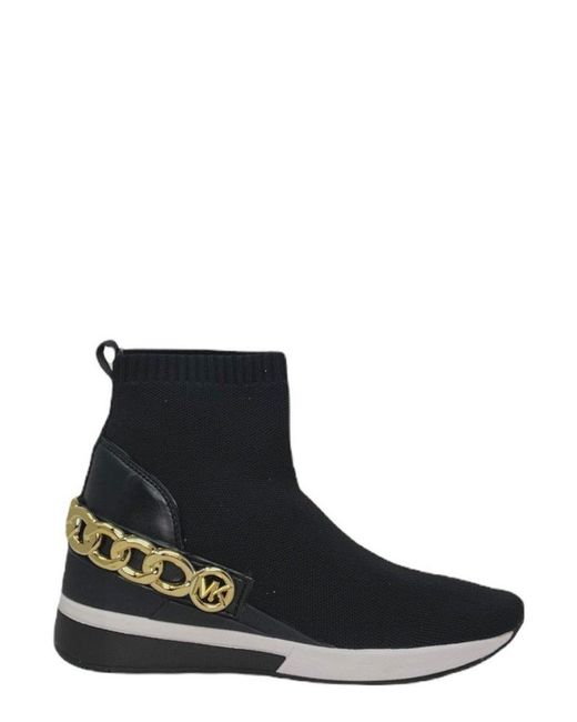 MICHAEL Michael Kors Skyler Logo Chain Detailed Sock Sneakers in Black ...