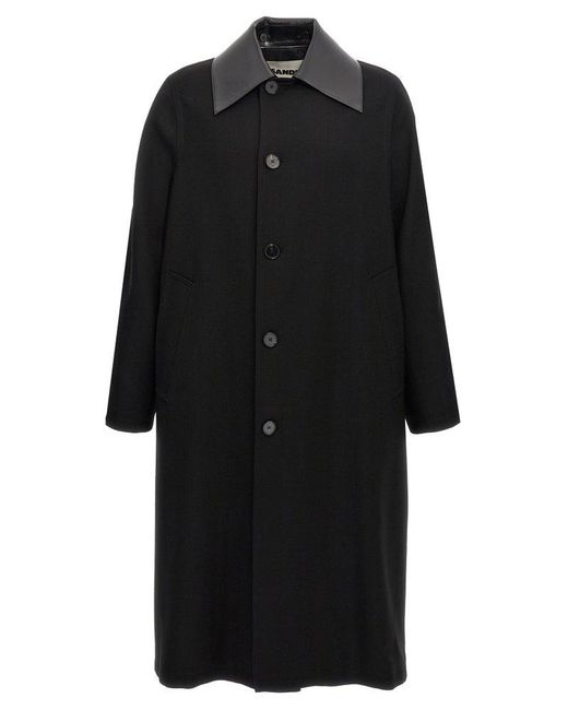 コート JIL SANDER Black Nylon Blend Coat Wool Coat Man | Jil Sander Official Online Store