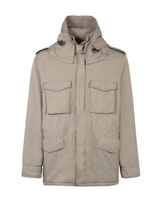 Aspesi Gray Crinkled-finish Patch-pocketed Military Jacket for men