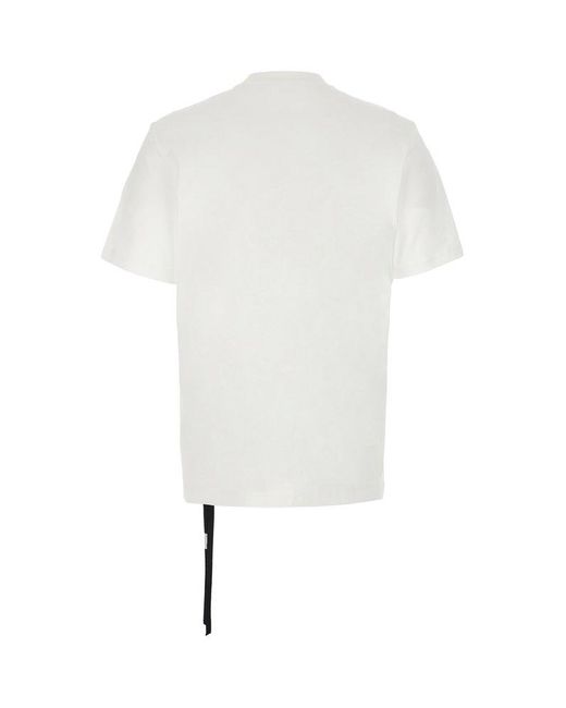 Ann Demeulemeester White Motif Printed Crewneck T-shirt for men