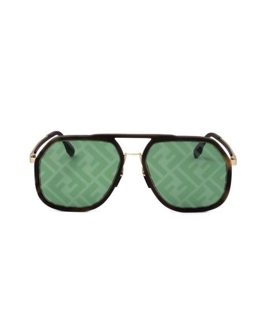 Fendi Green Pilot Frame Sunglasses for men