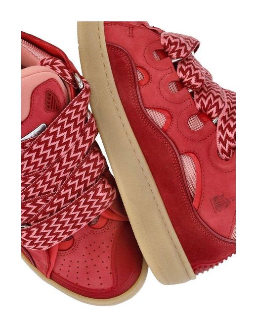 Lanvin Red Curb Lace-up Sneakers