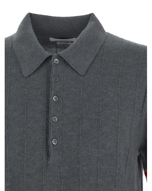 Thom Browne Gray Long Sleeve Polo for men