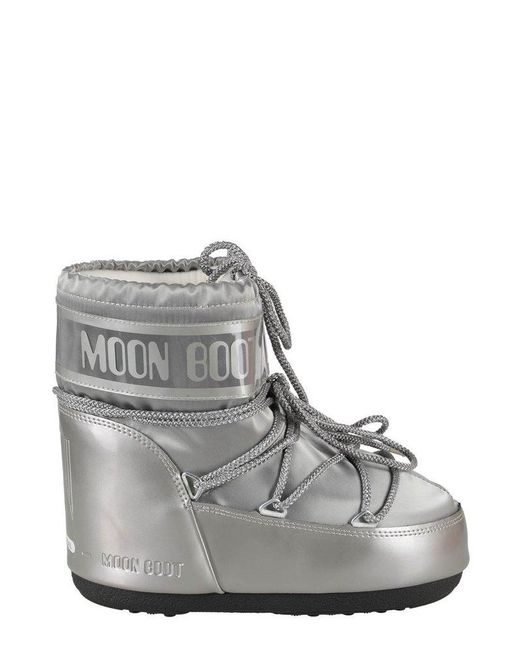 Moon Boot Gray Chunky Sole Icon Low Snow Boots