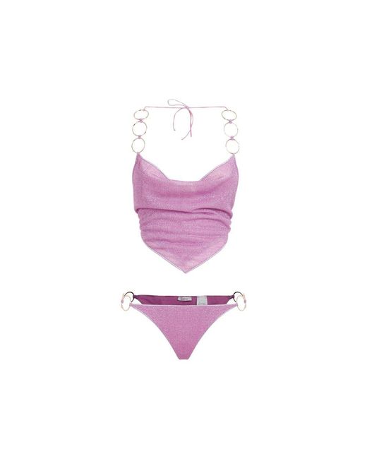 Oseree Purple Lumière Ring Halterneck Bikini Set