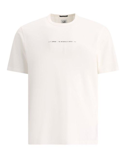 C P Company White C.p. Company The Metropolis Series Logo T Shirt for men