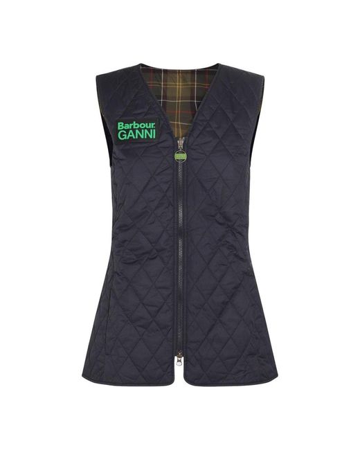 Barbour X Ganni Reversible Betty Liner Vest in Blue Lyst