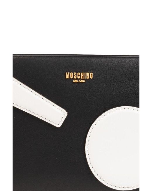 Moschino Black Leather Clutch