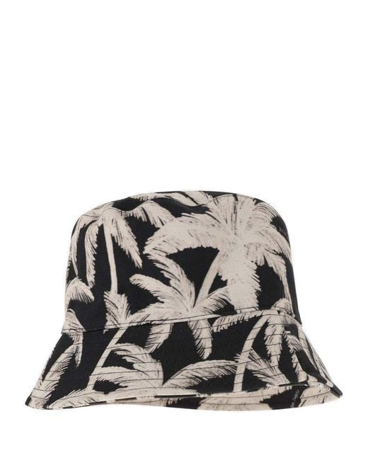 Palm Angels Black Bucket Palm Hat for men