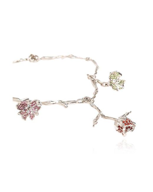 Marni Metallic Necklace With Flower Motif,