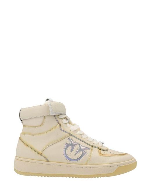 Pinko Synthetic High-top Embellished Sneakers in White | Lyst