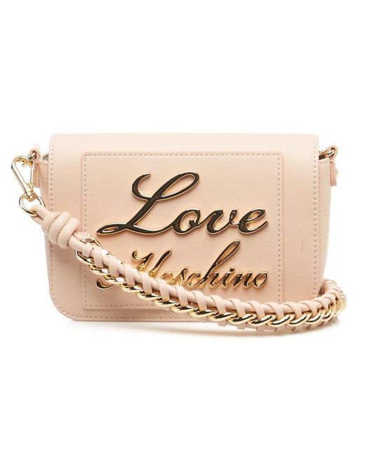 Love Moschino Natural Logo Lettering Mini Shoulder Bag