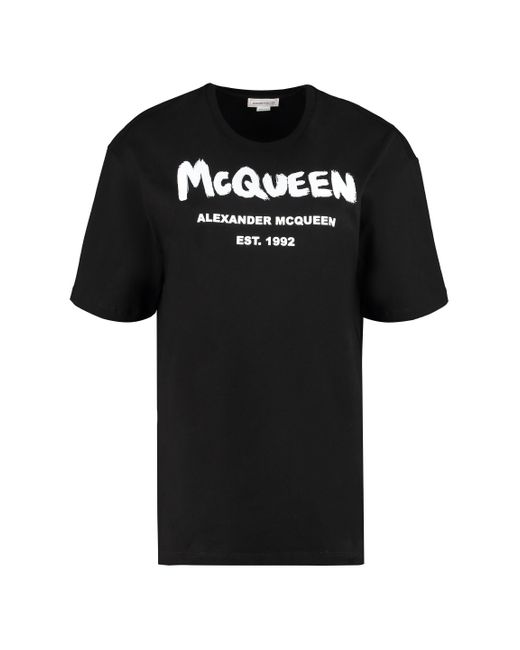 Alexander McQueen Black Printed Cotton T-shirt