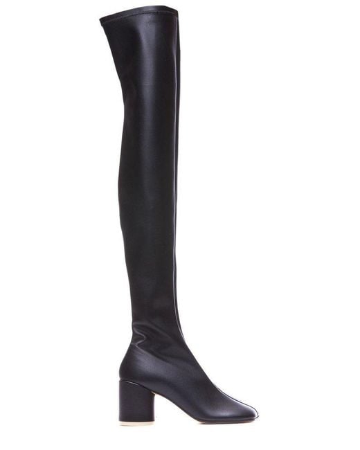 MM6 by Maison Martin Margiela Black Anatomic Thigh-high Boots