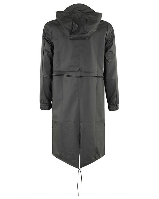 Rains Gray Drawstring Hooded Coat