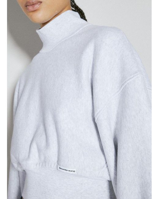 Alexander Wang White High-neck Cropped Sweatshirt