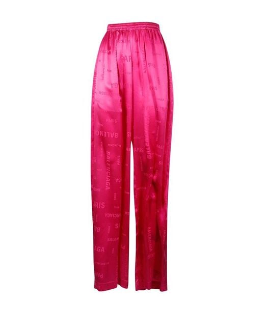 Balenciaga Red Allover Logo Elastic Waist Pants